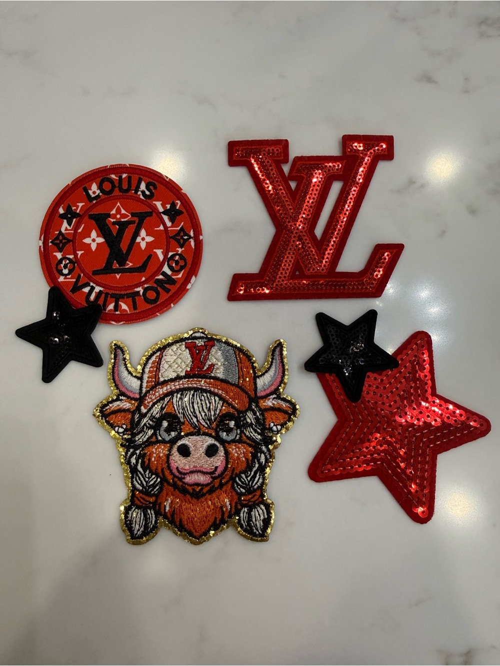 Beautiful Hand Crafted Red and Black Sequin & Embroidered Patches